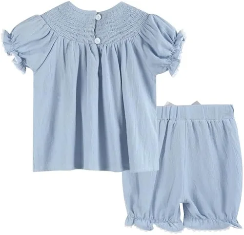 Vista 2 de Lil cactus Conjunto de 2 piezas de vestido de obispo fruncido de Navidad para bebés y niñas pequeñas