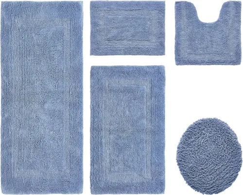 Vista 137 de Better Trends - Juego de 2 alfombras de baño 100% algodón, extra suaves, con borlas, de 17" x 24", alfombra de baño superabsorbente y reversible