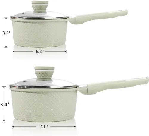 Vista 2 de Juego de 4 sartenes de 1.5 cuartos y 2.0 cuartos de galón con tapa, olla antiadherente para cocinar, fácil de limpiar, 100% libre de PFOA PFAS