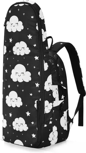 Vista 2 de Unisex Tennis Bag Waterproof Cartoon Happy White Cloud Black Sports Tennis Badminton Bag Case for Women Men raquetas Denis para principiantes