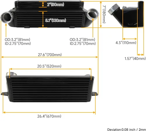 Vista 2 de Intercooler de rendimiento de ajuste para BMW 05-13 325d/330d/335d E90 E92 E93 Diesel