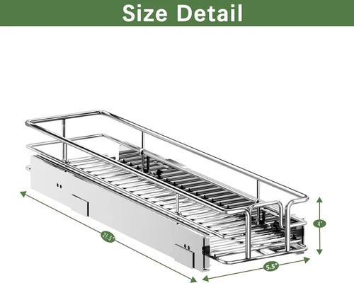 Vista 3 de LOVMOR Organizador de gabinete extraíble de 5.5 pulgadas de ancho x 21.5 pulgadas de profundidad, estantes extraíbles para armario de cocina