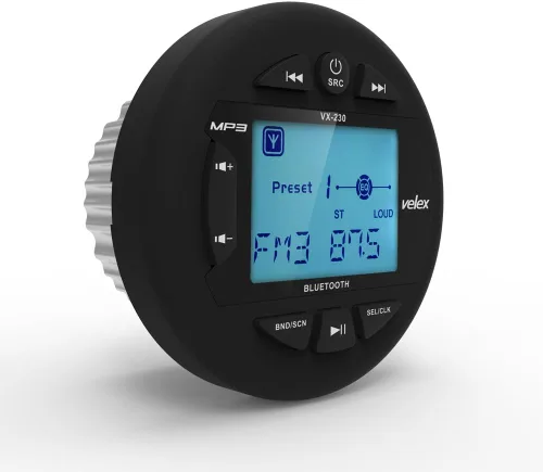 Vista 2 de Radio estéreo con Bluetooth marino, medios digitales MP3/WMA/USB/AM/FM, estéreo marino a prueba de intemperie, (sin reproductor de CD)