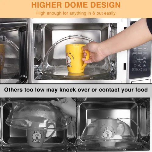 Vista 4 de Cubierta Volteable para Salpicaduras de Microondas, Cubierta de Microondas para Alimentos, Platos, Cubierta de Plato de Microondas Más Alta