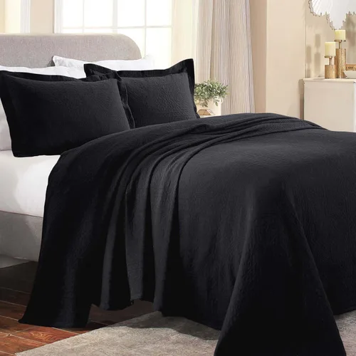 Vista 8 de Superior Fleur De Lis - Juego de colcha de algodón de 2 piezas, decoración de cama para el hogar, colcha decorativa con textura, 1 funda