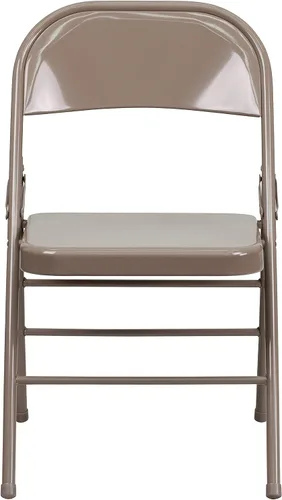Vista 7 de Flash Furniture Serie Hércules Silla plegable de metal de triple soporte y doble bisagra - beige