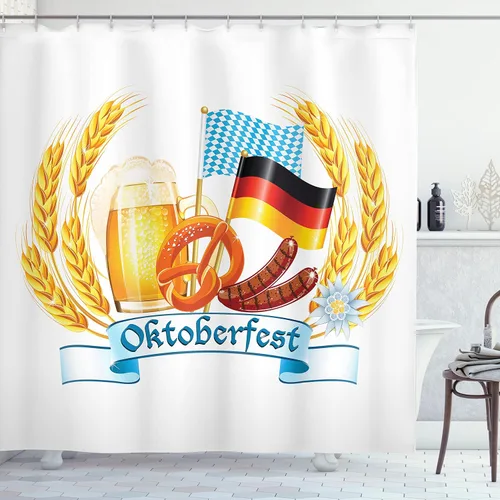 Vista 36 de Ambesonne set de cortina para baño decorativa de tela de poliéster con ganchos