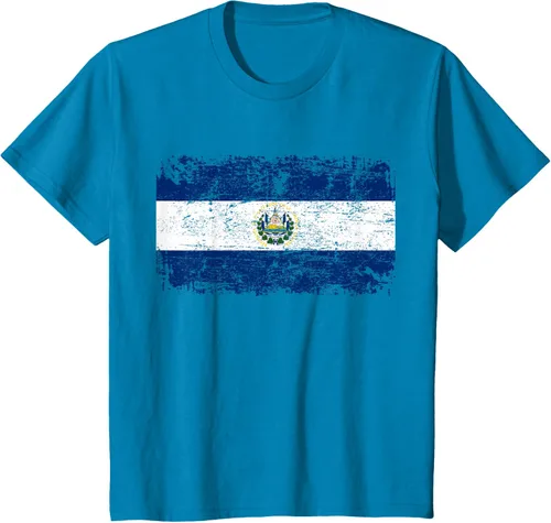 Vista 42 de EL SALVADOR Bandera Vintage Hombres Mujeres Niños Camiseta EL SALVADOR