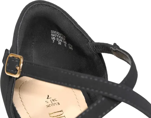 Vista 5 de DREAM PAIRS Zapatos planos de tacón bajo con correa de tobillo y punta puntiaguda para mujer, zapatos de vestir cómodos y casuales para negocios