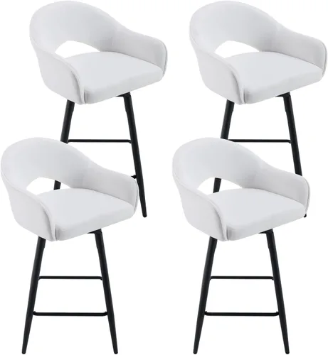 Vista 10 de HEAH-YO Juego de 2 taburetes de bar giratorios modernos de 27 pulgadas de altura de mostrador con respaldo y patas de metal negro, taburetes