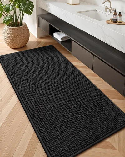 Vista 21 de Color&Geometry Tapete de baño con parte trasera de goma de 24 x 16 pulgadas, antideslizante, lavable a máquina, alfombra bohemia de felpilla suave