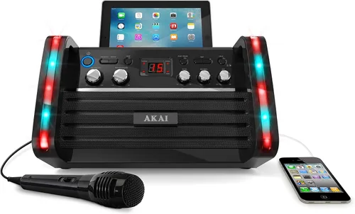 Vista 2 de Sistema de karaoke portátil Akai con lector de CD+G frontal, Blanco White
