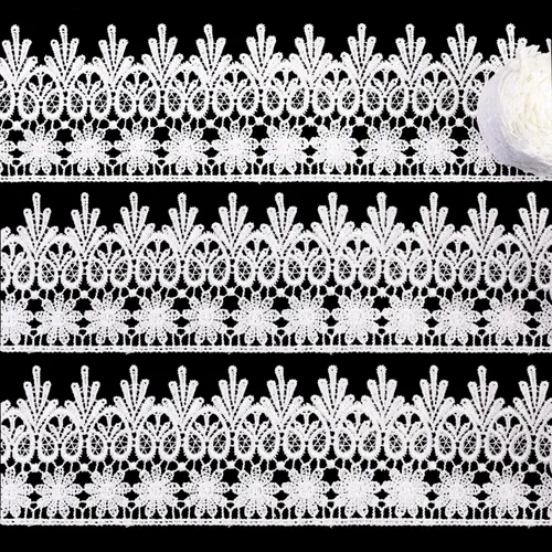 Vista 9 de Cinta de encaje negro de 5 yardas de Venecia para coser ropa, decoración de fiesta en el hogar