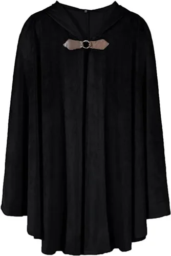 Vista 3 de Capa medieval con capucha de gamuza para mujer, capa renacentista, capa vintage con capucha para cosplay, disfraz de Halloween