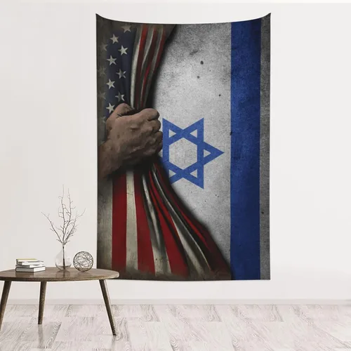 Vista 17 de Tapiz de mitad de bandera estadounidense y mitad de bandera de Nicaragua, 60 x 40 pulgadas, divertido tapiz estético, arte de pared para dormitorio