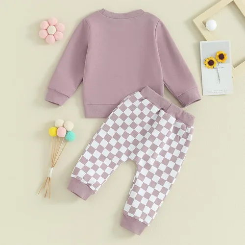 Vista 4 de Ehfomius Conjunto de 2 piezas de sudadera de manga larga con cuello redondo para bebé niño y niña