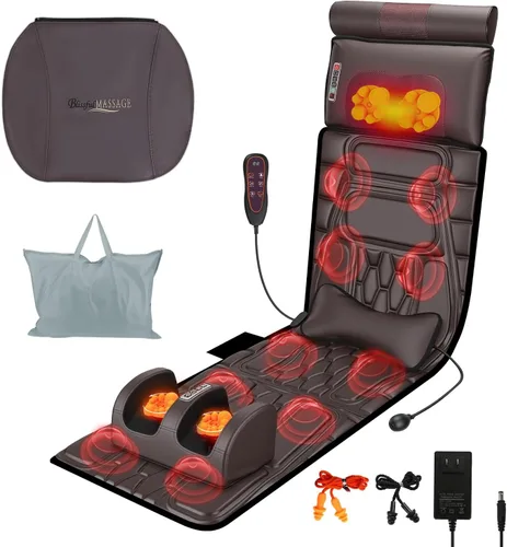 Vista 11 de KOCASO Alfombrilla de masaje de cuerpo completo de piel sintética, almohadilla multifuncional para silla de masaje con temporizador de calor