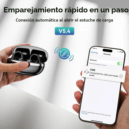 Vista 6 de Auriculares abiertos con clip Bluetooth 5.4, para orejas pequeñas (negro)