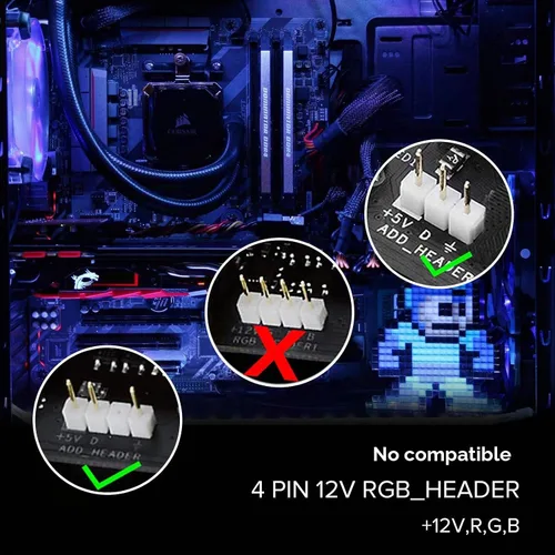 Vista 6 de BTF-LIGHTING WS2812B - Tira de luz IC para PC, 2 unidades, 19 pulgadas, direccionable individualmente para cabezales LED de 5 V y 3 pines para Asus