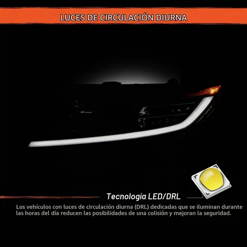 Vista 3 de AKKON - Compatible con faros delanteros halógenos tipo halógeno Honda Odyssey 11-17 2011-2017 con señal de giro secuencial de rayas LED, carcasa