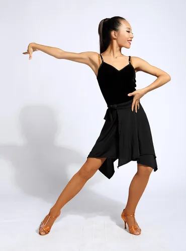 Vista 6 de G2016 latin ballroom dance professional irregular swing skirt (apron style)