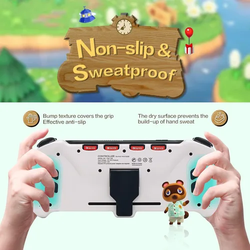 Vista 8 de ECHZOVE Upgrade Nintendo Switch OLED Controller Grip - Ergonomic Animal Crossing Style Controller with Joystick, NFC, Turbo, Six-Axis Gyro, Dual