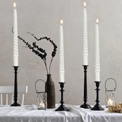Vista 8 de SM101 - Vela cónica roja, velas en espiral de 10 pulgadas, velas largas cónicas sin goteo para cena, mesa de comedor, boda, fiesta, fiesta, Rojo