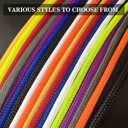 Vista 5 de Othmro Funda protectora de cable expandible de PET azul de 16.4 ft, 0.16 pulgadas de ancho, trenzado, no dividido, flexible, cable USB, cable