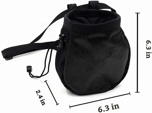 Vista 6 de Bolsa de tiza para escalar, con bola de tiza, bolsa de tiza negra ajustable para equipos de escalada en roca Negro