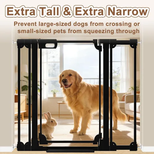 Vista 4 de WAOWAO Puerta de bebé de acrílico transparente de 40 pulgadas extra alta para escaleras, diseño moderno, puerta de acrílico con cierre automático