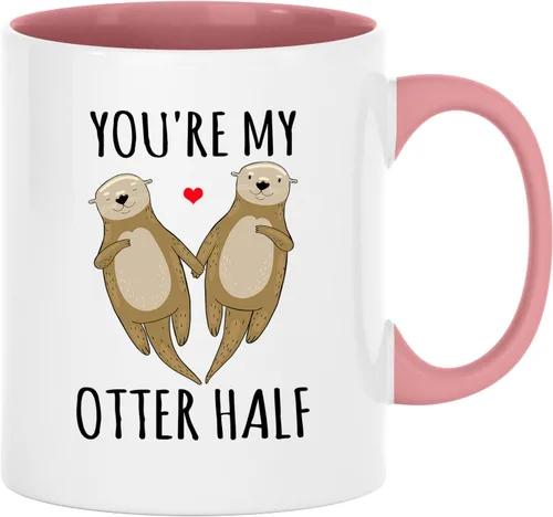 Vista 7 de Taza de media taza con texto en inglés "You're My Otter", divertida taza de café para pareja, taza de aniversario para marido de esposa, 11 onzas