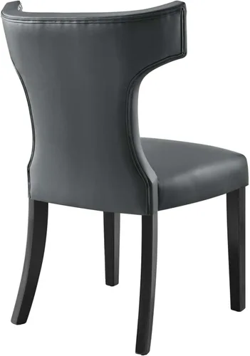 Vista 7 de Modway Silla de comedor de cuero vegano Curve en gris