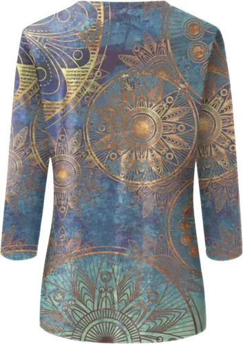 Vista 3 de Camisetas personalizadas para mujer, a la moda, casual, de séptima manga, estampada, cuello redondo, camiseta