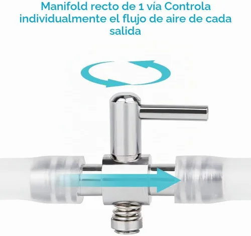 Vista 3 de Pawfly 6 unids 1-Way Acuario Control de Flujo de Aire Palanca Distribuidor de Válvula Recta Divisor para Peces Tanque