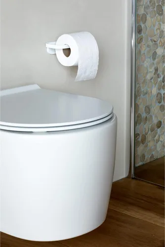 Vista 6 de Brabantia Mindset - Portarrollos de papel higiénico montado en la pared (blanco fresco mineral) de apertura amplia, estante de pañuelos de baño