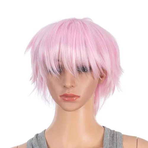 Vista 16 de SWACC - Peluca de cosplay, unisex, con capas, para hombres y mujeres, para disfraces 1B-Off Negro