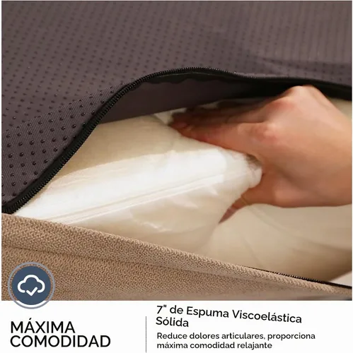 Vista 4 de Cama ortopédica jumbo para perros grandes, cama para perro de espuma viscoelástica de 7 pulgadas de grosor con funda de almohada extraíble, lavable