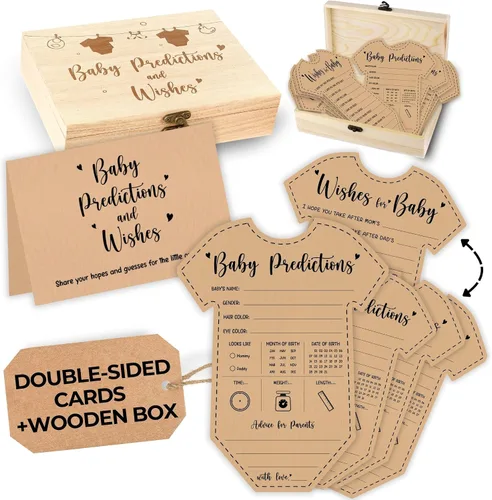Vista 9 de WOODAMORE Tarjetas de Predicción para Bebé para Decoraciones de Baby Shower - Tarjetas Rústicas de Predicciones de Bebé y Consejos, Tarjetas
