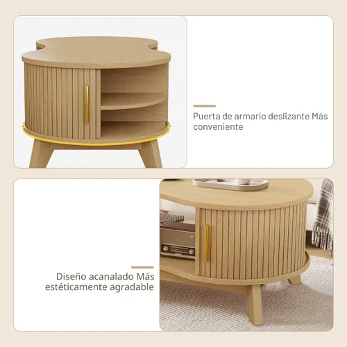 Vista 3 de Mesa auxiliar, doble ovalada para sala de estar, 47 pulgadas New Natural