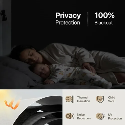 Vista 4 de Genimo - Persianas enrollables 100% opacas sin cordones, con aislamiento térmico, tela con protección ultravioleta, para hogar, oficina, dormitorio