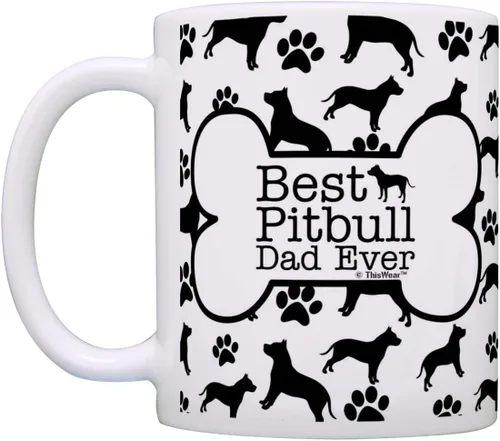 Vista 3 de ThisWear Best Pitbull Dad Ever Dogs - Taza de café de 11 oz (1 unidad)
