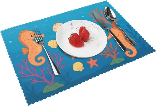 Vista 11 de Rectangular Placemats Set of 4, Heat Resistant Abstract Marbling Printed Kitchen Dining Table Mats