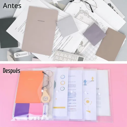 Vista 5 de EOOUT 14 sobres de plástico, carpetas de polietileno transparente con cierre de botón a presión para documentos, tamaño carta, tamaño A4, carpeta