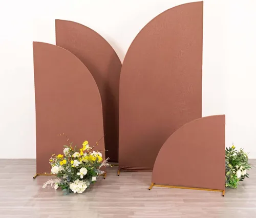 Vista 59 de Efavormart - Juego de 4 fundas de elastano beige para arco de media luna, fundas de telón de fondo Chiara de 2.5 pies a 7 pies para escenarios