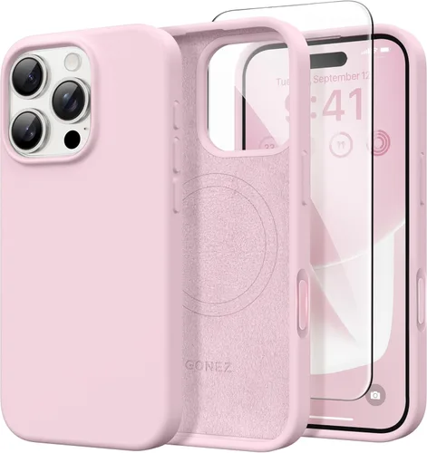 Vista 260 de GONEZ Funda magnética para iPhone 14, compatible con Magsafe, con protector de pantalla + protector de cámara, forro de microfibra antiarañazos