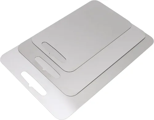 Vista 2 de 3 tablas de cortar para cocina, juego de tablas de cortar de acero inoxidable 304 de doble cara, tablas de cortar para lavavajillas para carne