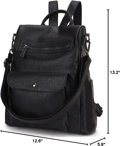 Vista 8 de VONXURY - Mochila para mujer, bolso de hombro de viaje de piel sintética antirrobo para mujer, bolso grande