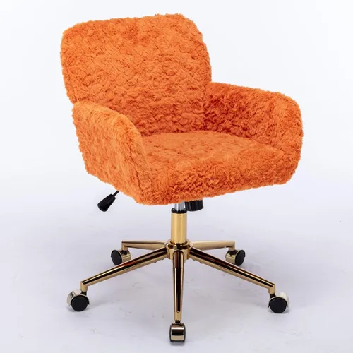 Vista 9 de Silla de tocador de piel sintética rosa bebé, silla de escritorio