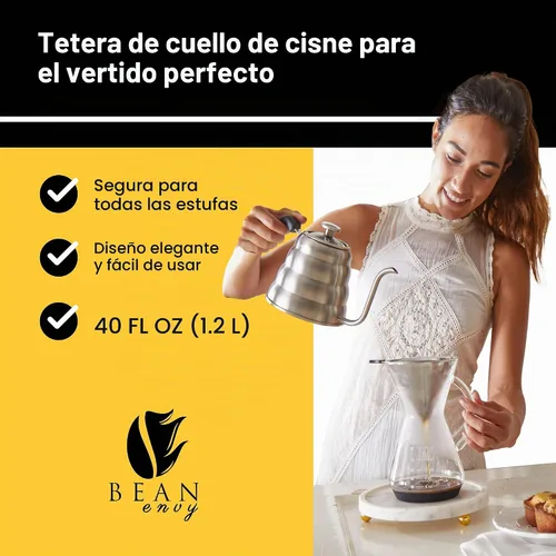 Vista 2 de Bean Envy Estufa de cuello de cisne - Hervidor de agua con termómetro