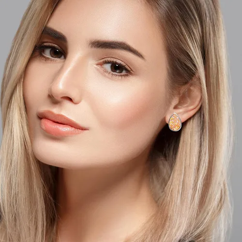Vista 6 de Juego de 20 pares de aretes tipo dormilona de acero inoxidable, aretes perforados, joyería para mujer